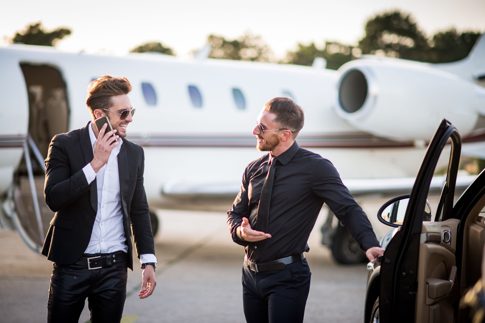 Car and driver waiting for famous person at the airport